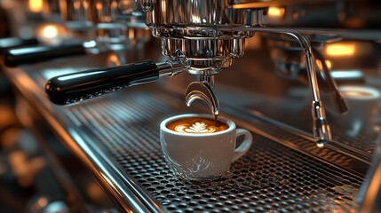 Espresso Machine Brewing Fresh Coffee