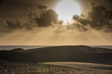 Maspalomas dunes in morning, Gran Canaria, Spain.