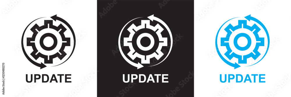 Poster update software icon . system upgrade notification . progress install sign business concept. isolate