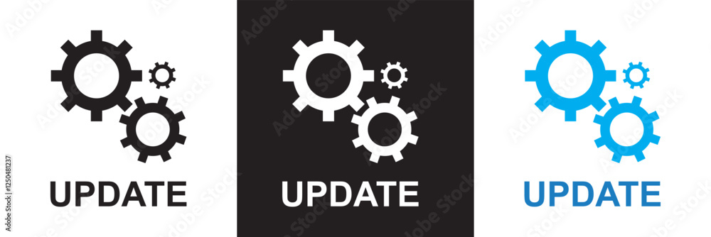 Aufkleber update software icon . system upgrade notification . progress install sign business concept. isolate