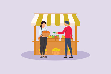 Outdoor street market concept. Colored flat vector illustration isolated.