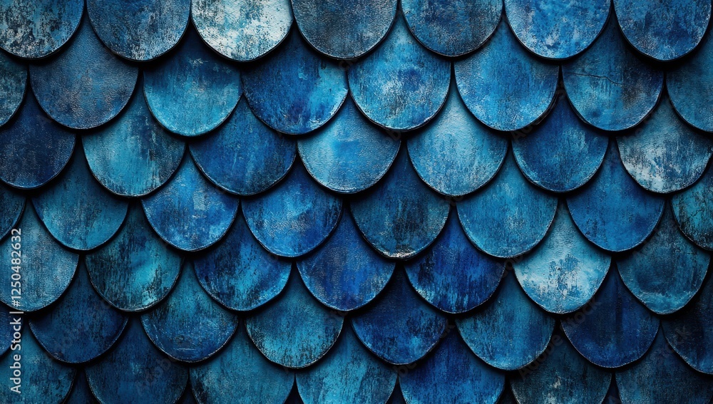 Poster Abstract blue scale pattern background texture. (1)