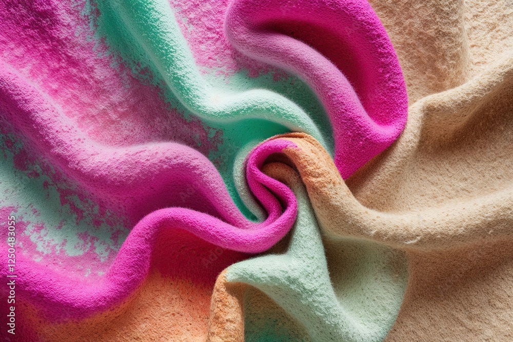 Poster vibrant fuchsia mint beige abstract tapestry with color gradient and textured design