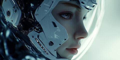 Fototapeta premium Futuristic Humanoid Robot – Advanced Artificial Intelligence and Robotics Concept