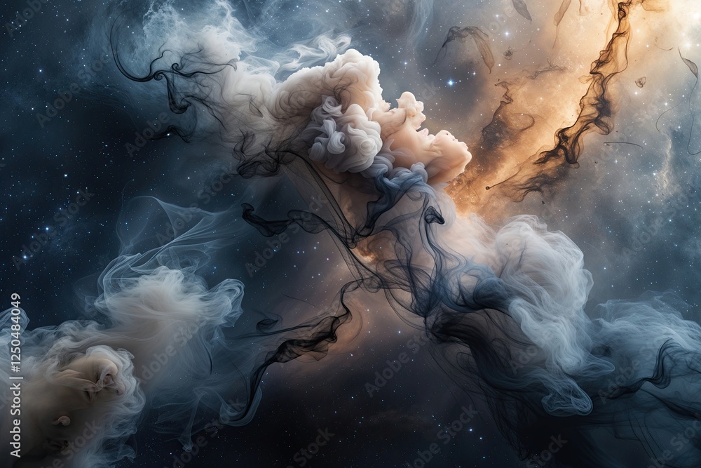 Poster cosmic abstract smoky patterns and textures in deep space