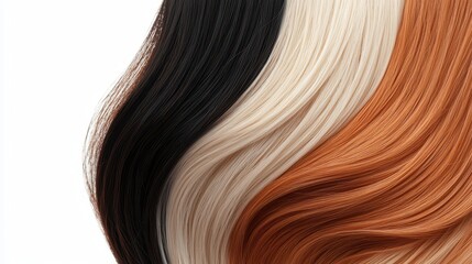 Fototapeta premium Hair Dye Damaged Concept, Revitalized Hair Transformations from Damaged to Restored - A Dynamic Hair Color Spectrum