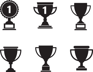 Obraz premium Champion Cup Silhouettes Vector Award Collection vector illustration