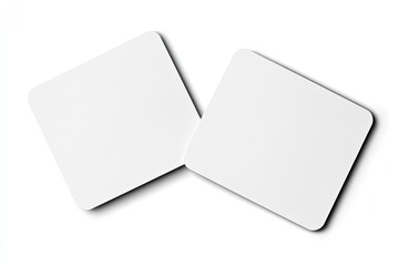 Blank square coasters, isolated, mockup, design, white background, advertising