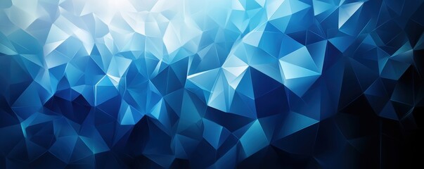 Obraz premium Abstract blue geometric background with triangular shapes and gradients, copy space for text