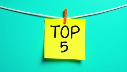 Striking Top 5 List Presentation on Vibrant Background with Minimalist Appeal