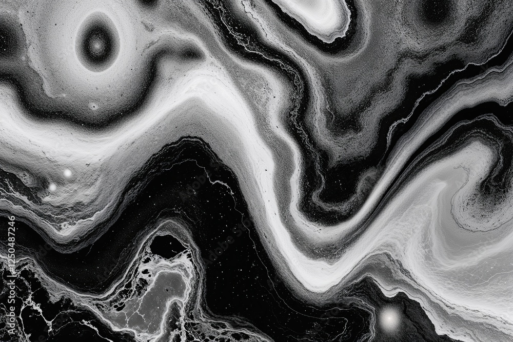 Poster black and white abstract texture grainy noise liquid flow marble gradient for modern retro poster an