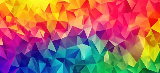 Obraz premium Vibrant geometric abstract background with colorful triangular patterns, copy space for text