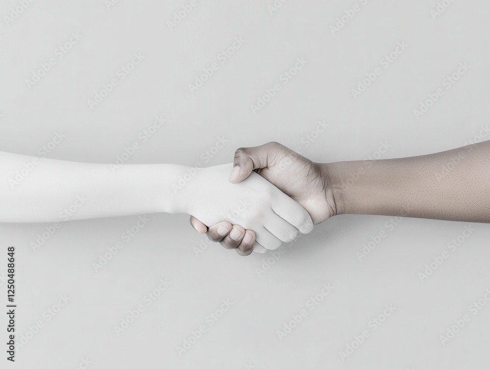 Poster unity in diversity hands shaking neutral background conceptual art minimalist symbolizing collaborat