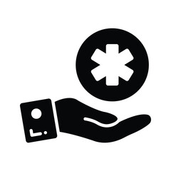 Icon of a hand offering a medical cross symbolizing healthcare support.
