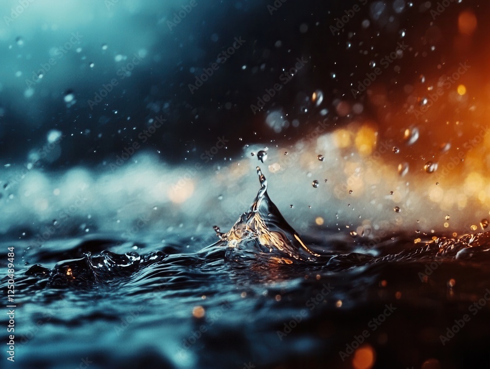 Poster captivating water splash action nature abstract dark environment close-up view fluid dynamics