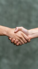 Collaborative business handshake professional office image neutral background close-up trust building