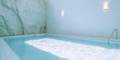 Obraz premium Relaxing indoor swimming pool modern spa tranquil environment aerial view serenity and luxury