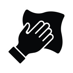 Icon of a hand wiping for hygiene and cleanliness