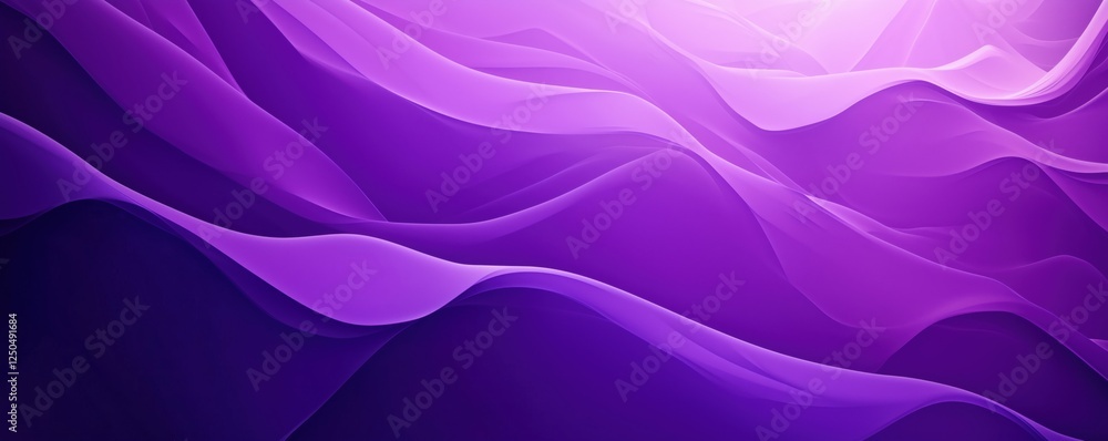 Poster purple abstract waves creating a smooth flowing texture with soft gradients, copy space for text