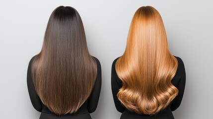 Fototapeta premium Hair Dye Damaged Concept, Hair Dye Damaged Concept, Transitioning from Lifeless to Vibrant: Hair Transformation with Overprocessed and Lustrous Styles