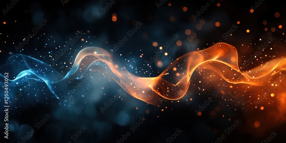 Poster abstract background with glowing dots and light rays in vibrant colors for artistic and design purpo