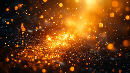 Abstract Golden Glitter Festive Sparkle Background Texture Design dark bokeh night magic shine event