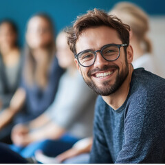 Obraz premium young people group sitting in therapy session