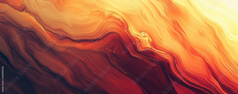 Poster abstract orange and brown fluid art with smooth waves and gradients, copy space for text