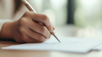 Naklejka premium Close Up of Hand Writing a Check for Business Expenses