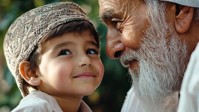 Child Learning About Zakat and Sadaqah from Elder
