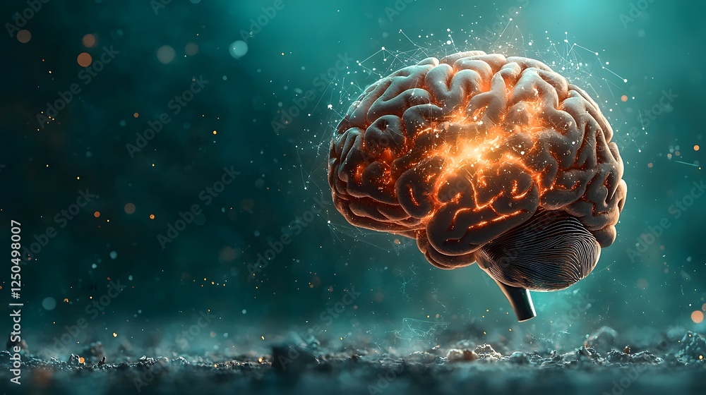 Aufkleber glowing brain synapses representing intelligence and cognition abstract of neural activity neuroscie