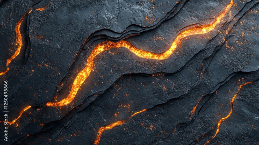 Poster abstract lava flow on dark stone background
