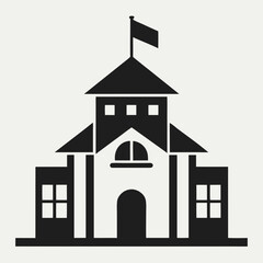 School building minimalist icon black silhouette Vector Illustration