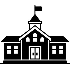 School building minimalist icon black silhouette Vector Illustration
