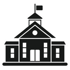 School building minimalist icon black silhouette Vector Illustration