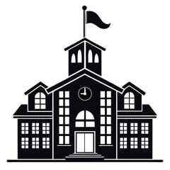 School building minimalist icon black silhouette Vector Illustration