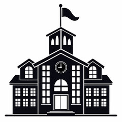 School building minimalist icon black silhouette Vector Illustration