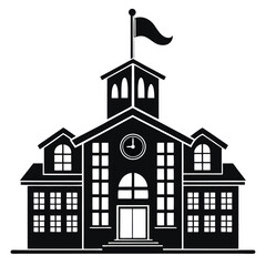 School building minimalist icon black silhouette Vector Illustration