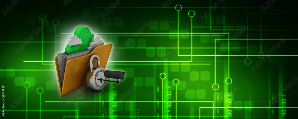 Poster 3d rendering cloud folder storage under cctv camera