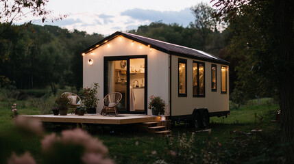 Young Couple Embracing Minimalism in a Tiny Home Lifestyle