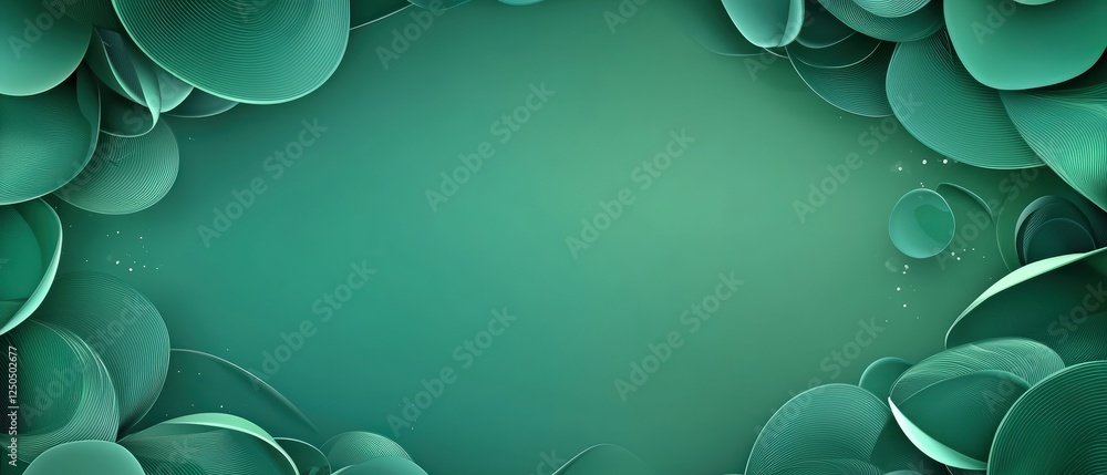Poster intricate jade framed artwork with green background in unique design elements and shapes