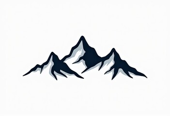 Minimalist Mountain Peaks Line Art: Navy and Gray Accents, Continuous Single Line, No Shading, Outline Only, Modern Landscape Illustration, Transparent Background

