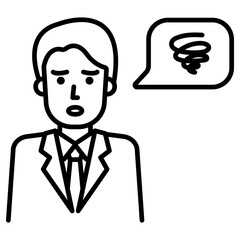 복잡한 회사원 생각 아이콘