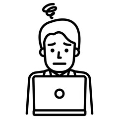 노트북을 하는 혼란스러운 남자 아이콘