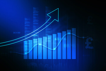 2d illustration Stock market online business concept. business Graph 

