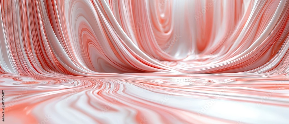 Aufkleber soft peach swirls on elegant stage curtain background with agate-like patterns and nebula effects in