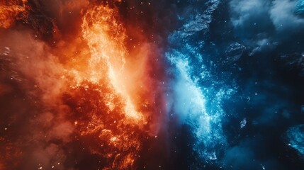 Fototapeta premium Abstract Fire And Ice Explosion