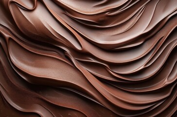 Close-Up of Smooth Chocolate Waves Showing Rich Texture and Creamy Finish for Culinary and Dessert Inspiration