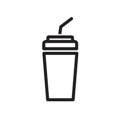 Paper cup icon with straw for takeaway beverages and drinks