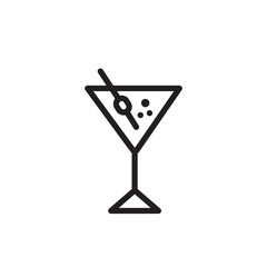 Margarita icon with V shaped glass and olive for classic cocktail drinks